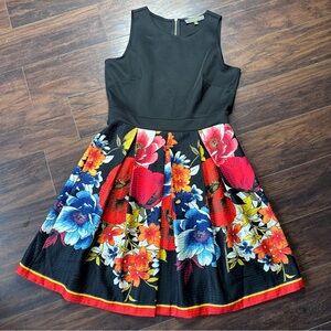 Melonie T Floral Zipper Back Skater Dress